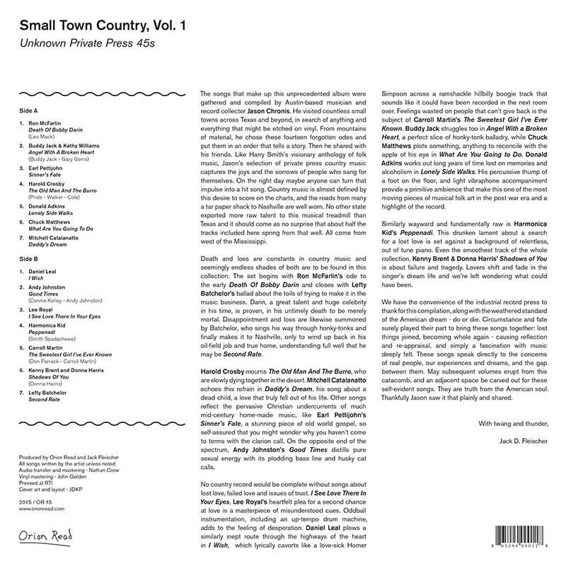 V/A - Small Town Country, Vol. 1: Unknown Private Press 45s (LP)