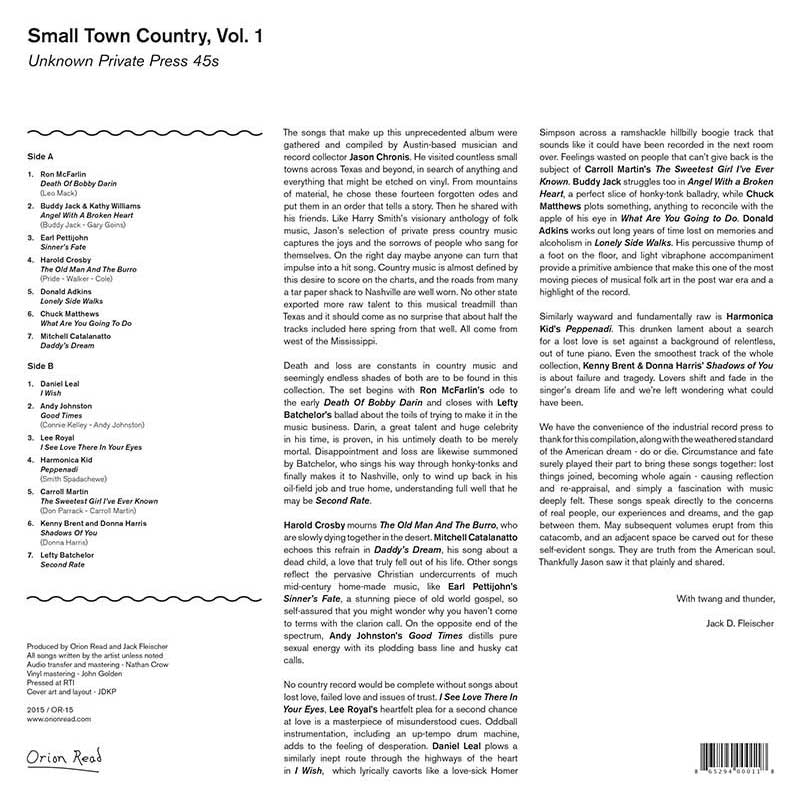 V/A - Small Town Country, Vol. 1: Unknown Private Press 45s (LP)